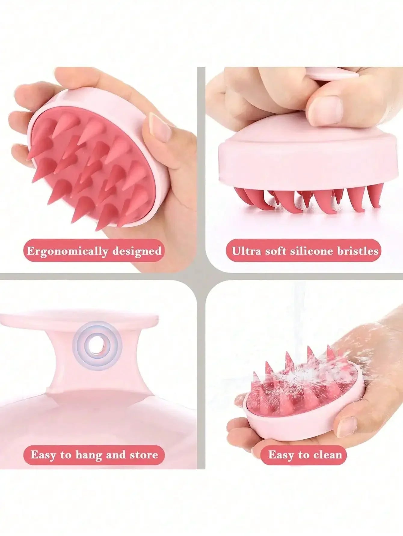 1pc Soft Silicone Scalp Massage Shampoo Brush, For Dry/Wet Hair (Curly/Straight) And All Hair Types, Bath Head Massage Comb. Can Be Used For Blow-Drying, Styling, Shampooing, Hair Care Massage. Portable And Easy To Clean, Sim