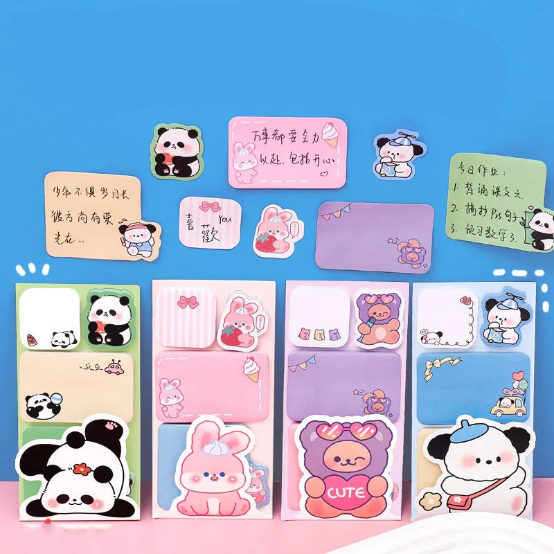1-4 pcs Lovely Animal Panda Rabbit Bear Dog Sticky Notes Memo Pad Paper School Supplies Planner Stickers Stationery