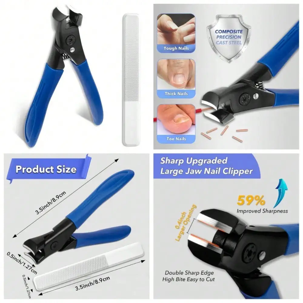 Oversized Toenail Clippers For Adults With Thick Hard And Ingrown Nails Heavy Duty Wide Jaw Design With Anti Slip Long Handle For Men And Seniors