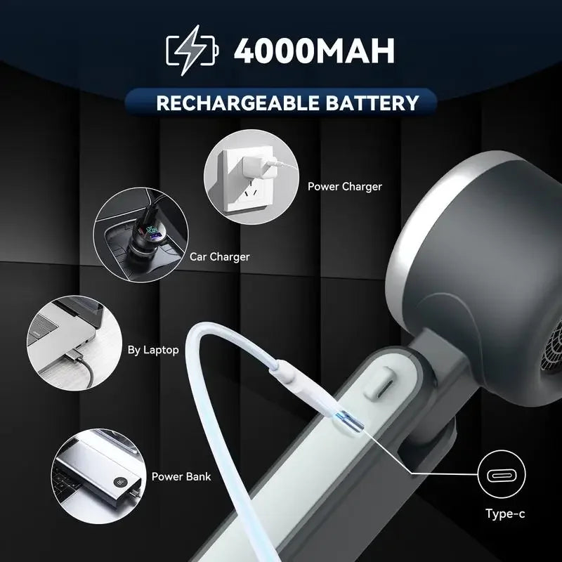 3-in-1 Fan, 5-speed, 3600mAh Rechargeable Lithium Battery, USB Charging, Travel Mini Fan