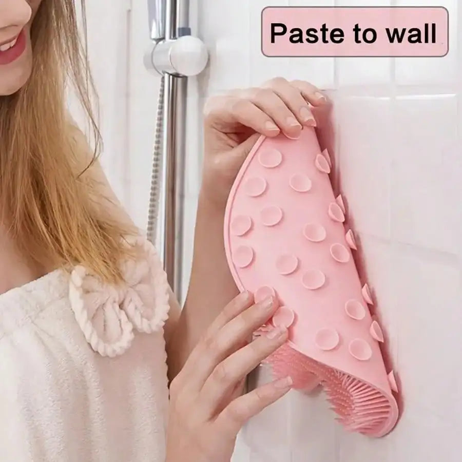 Silicone Shower Massage Mat Foot Scrubber Wall-Mounted Back Exfoliator - Anti-Slip Suction Cup