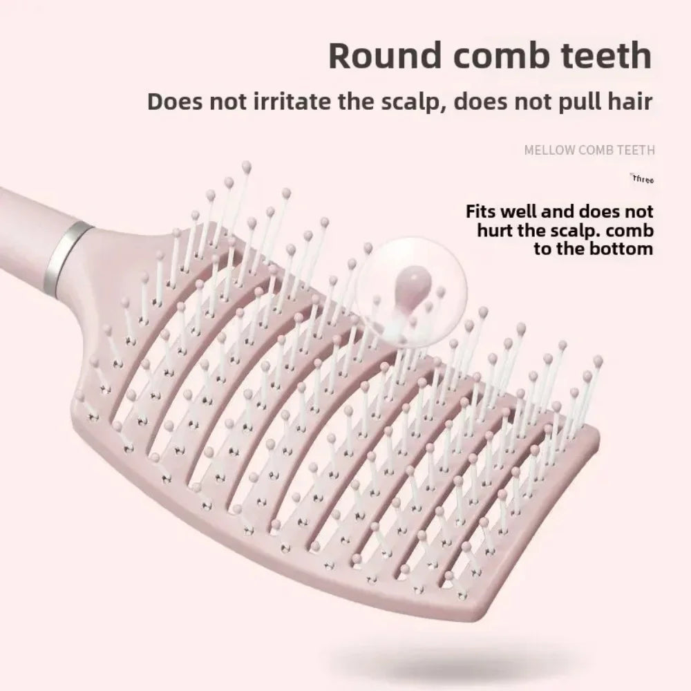 Gentle Pink Hollow Scalp Massage Comb Hairdressing Wide Tooth Hair Comb Wet Curly Massage Brush Barber Styling Hairdressing Tool