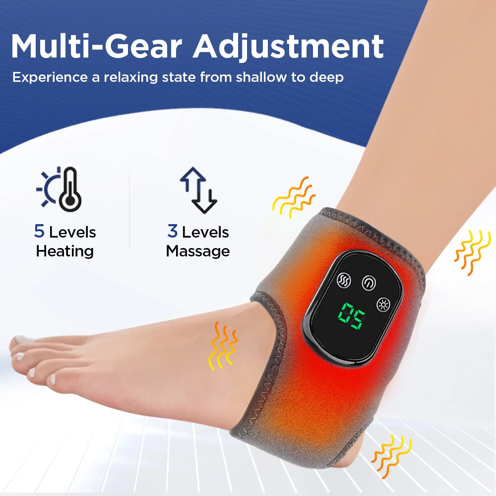 Electric Foot Hand Massager 5-Level Far-Infrared Hot Compress Vibrate Heat Ankles Wrist Guard Bracket Joint Portable Relax Timer