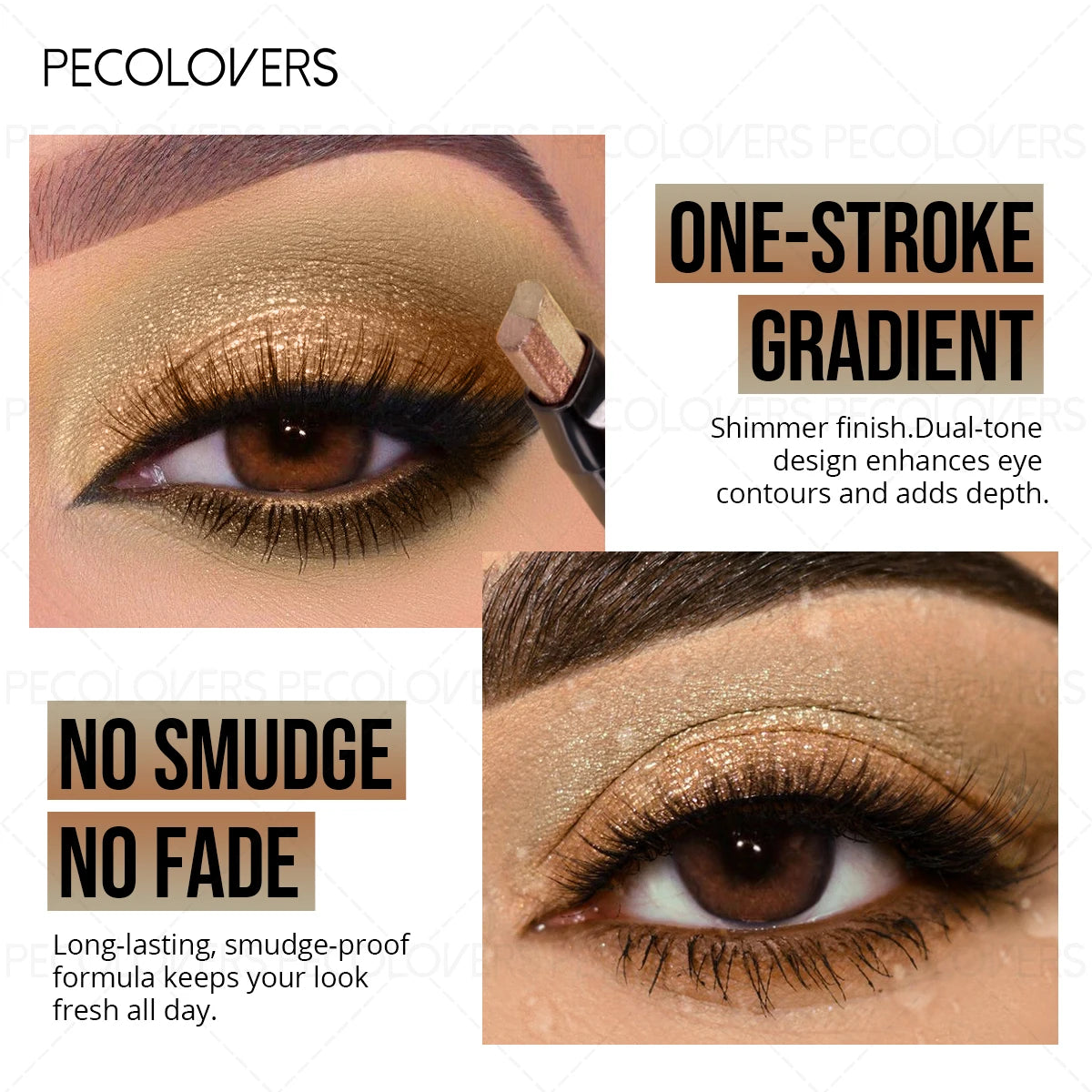 1PC Glitter Double Color Eyeshadow Stick Metallic Gradient Waterproof Two Tone Long Lasting Shimmer Shadow Pen 2 in 1 Eye Makeup