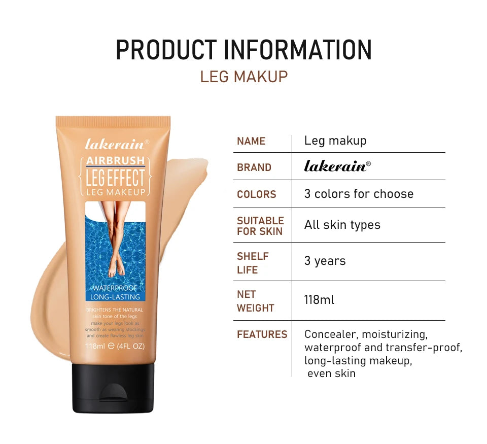 3colors Leg Makeup Moisturizing Liquid Body Foundation Fake Tan Cream Tanning Body Waterproof Long-lasting Lotion Even Skin Tone