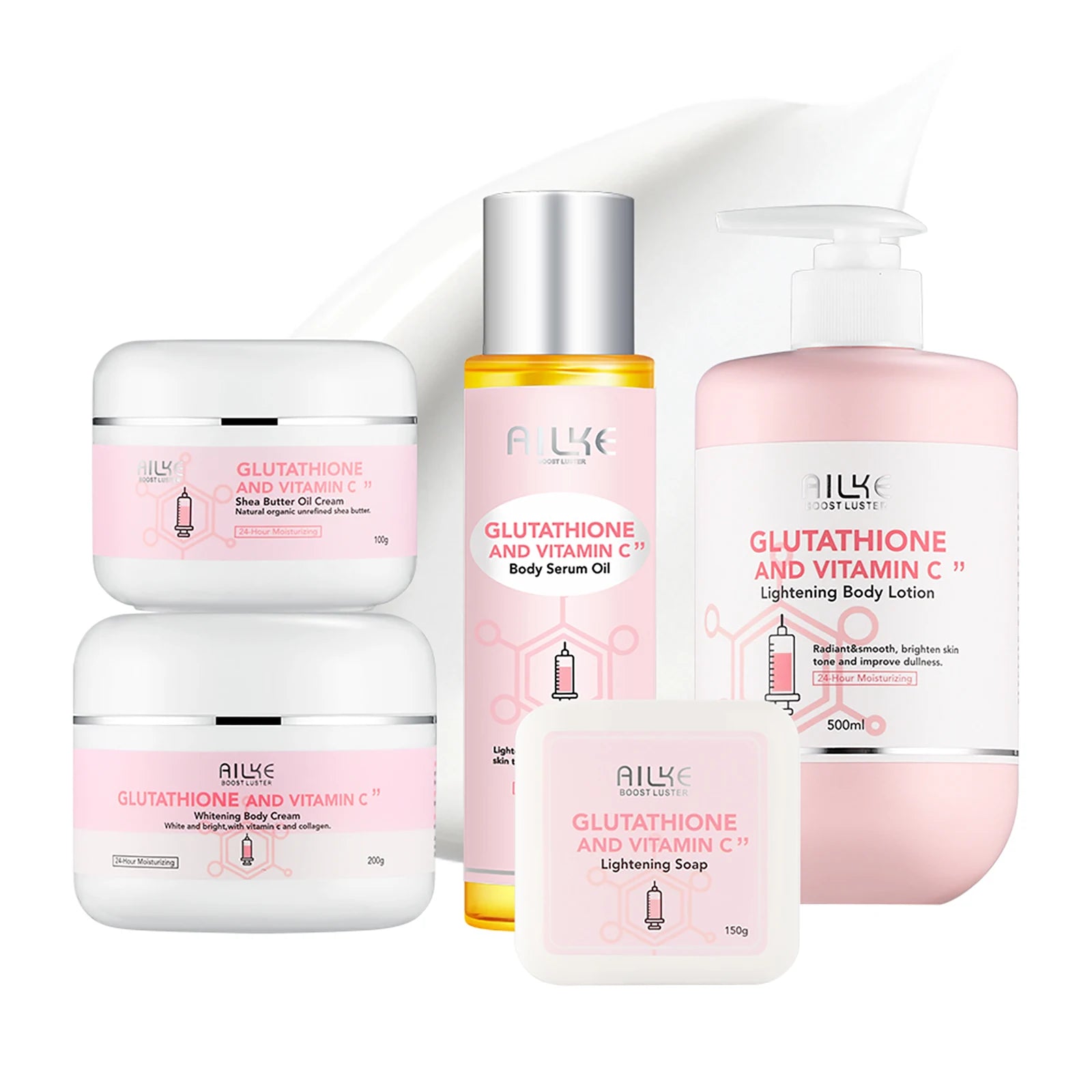AILKE Whitening Remove Black Spots Facial Skin Care Lotion Moisturizing Cream Body Glutathion Vitamin C Black Skin Face New Set