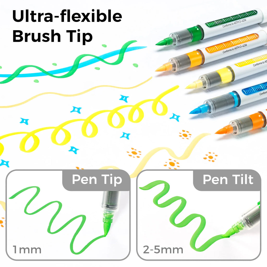 Ohuhu Nahuku Direct-ink Acrylic Markers Acrylic Paint Markers Direct Liquid Flexible Brush Tip High Opacity Paint Pens Lightfast