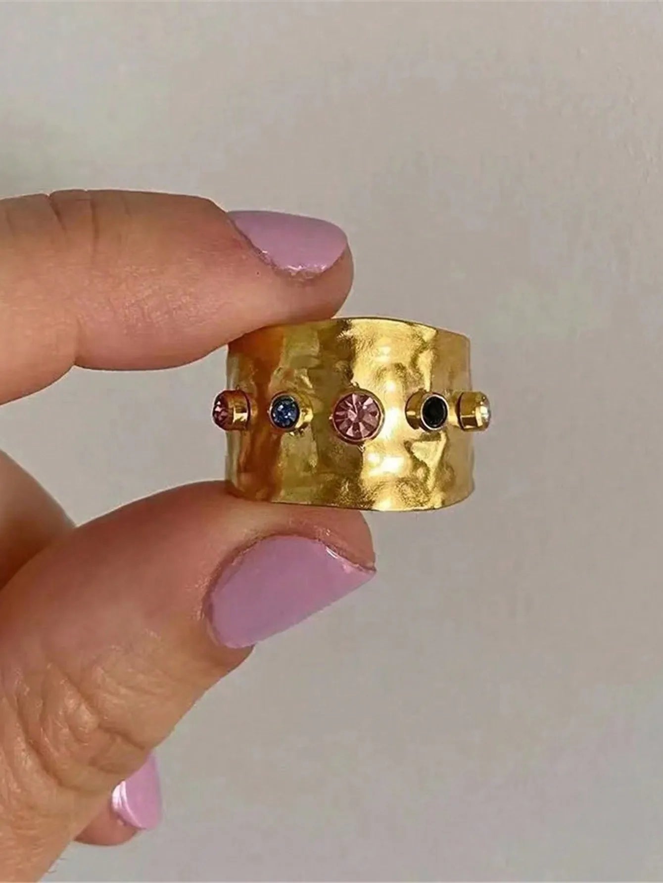 2pcs/Set Colorful Cubic Zirconia Gold-Tone Waterproof Star Rings Set, Jewelry Gift  double rings for friend  jewelry Y2k fashion