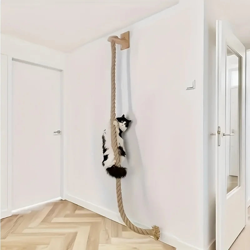Weysat Cat Tree with 2 x 59.1 Inch Climbing Rope Wall Mounted Cat Climbing Tower Toy with Scratching Post Kitten Rope Ladder