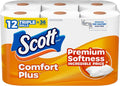 ComfortPlus 1-Ply Bath Toilet Paper, 12 Triple Rolls Equal to 36 Regular Rolls, 231 Sheets per Roll, Rapidly Dissolving Septic-Safe Tissue, Durable Disposable Bathroom Toilet Tissue for Household, RV and Septic Plumbing Syste