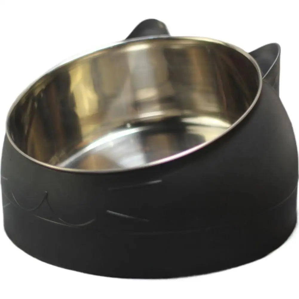 Eco-Friendly1PC Stainless Steel Cat Bowl, 15° Inclined Pet Food Dish with Non-Slip Base, Anti-Choke Feeder for Cats/Kittens/Dogs