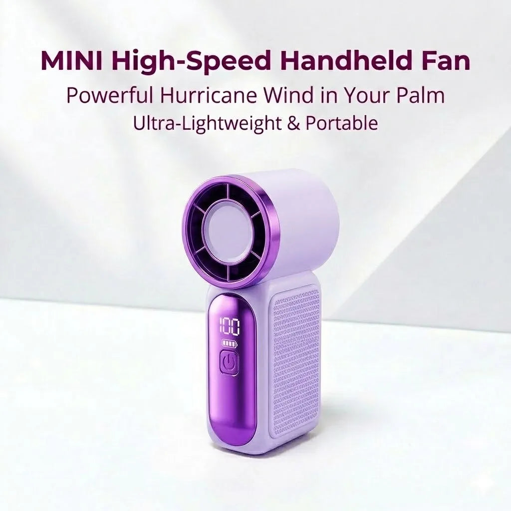 Portable Handheld Mini Fan, 6 Speeds 16900 RPM High Velocity Personal Fan with LED Display, USB Rechargeable, Mini Fan with Lanyard for Makeup, Travel, Outdoor Fan for Women Girl Gift, Pink