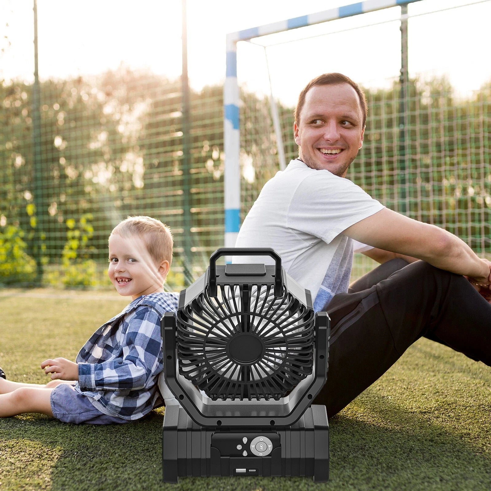 Camping Fan 20000mAh Battery Powered Fan Rechargeable with LED Light Portable Outdoor Tent Fan with Hanging Hook