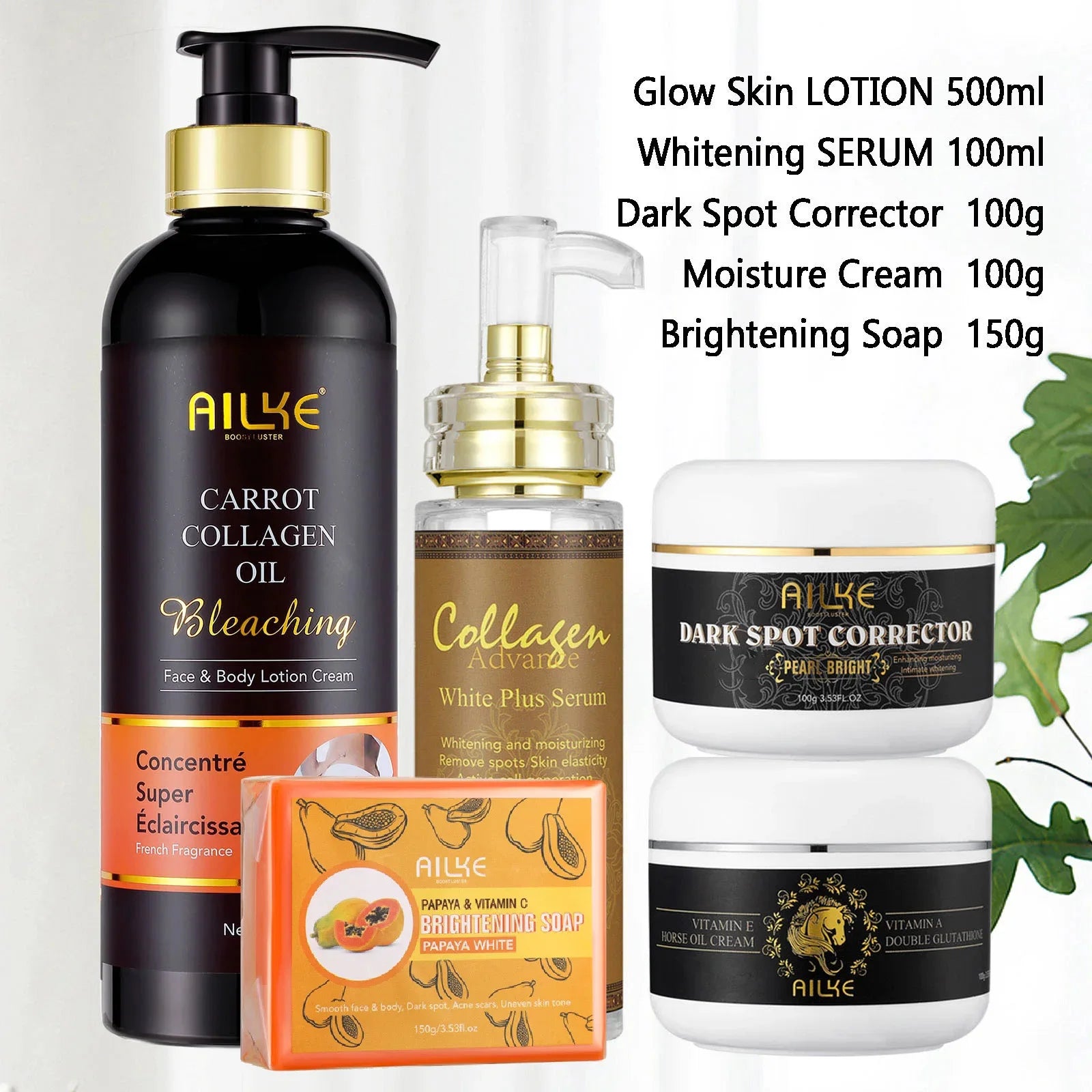 AILKE Collagen Whitening Set, Moisturizer, Hydration, Dark Spot Removal, Brightening Body Lotion, Armpit Whitening Cream