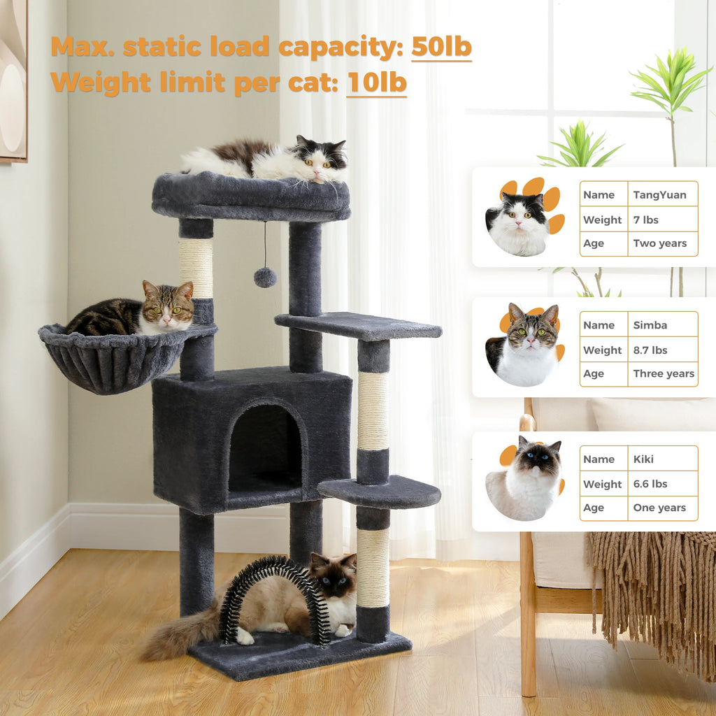 Multi-Level Cat Tree Tower with Sisal Scratching Posts and Pad Soft Top Perch Large Cat Condo for Indoor Cat Scratchers Cat Toys
