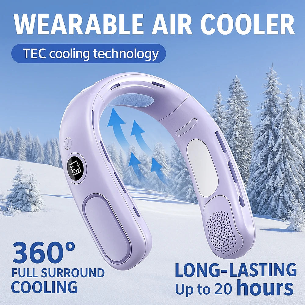 N90 Neck Fan Semiconductor Cooling 5-Speed Bladeless Wearable Fan USB Rechargeable Portable Outdoor Travel Camping