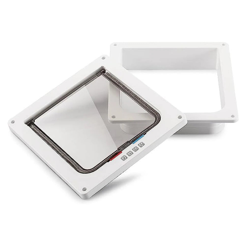 Cat Flap Door with 4 Way Security Lock Puppy Kitten Safety In&out Pet Door Dog Cat Kitten Flap Door Pet Doors and Sliding Door