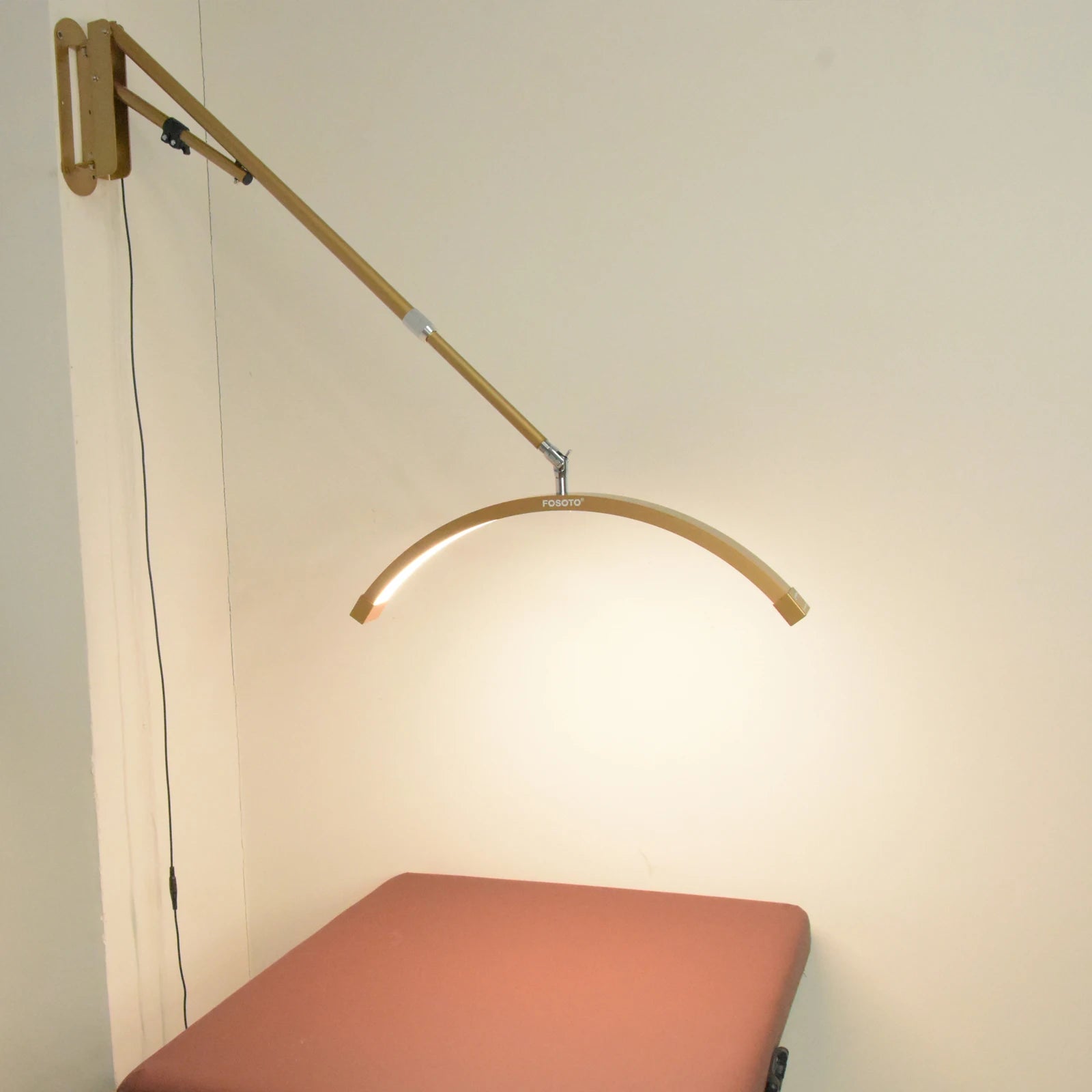 Fosoto Dimmable LED Gold Light wall mount half moon light Fill light for Beauty Salon Makeup Haircut Barbershop eyebrow tattoo