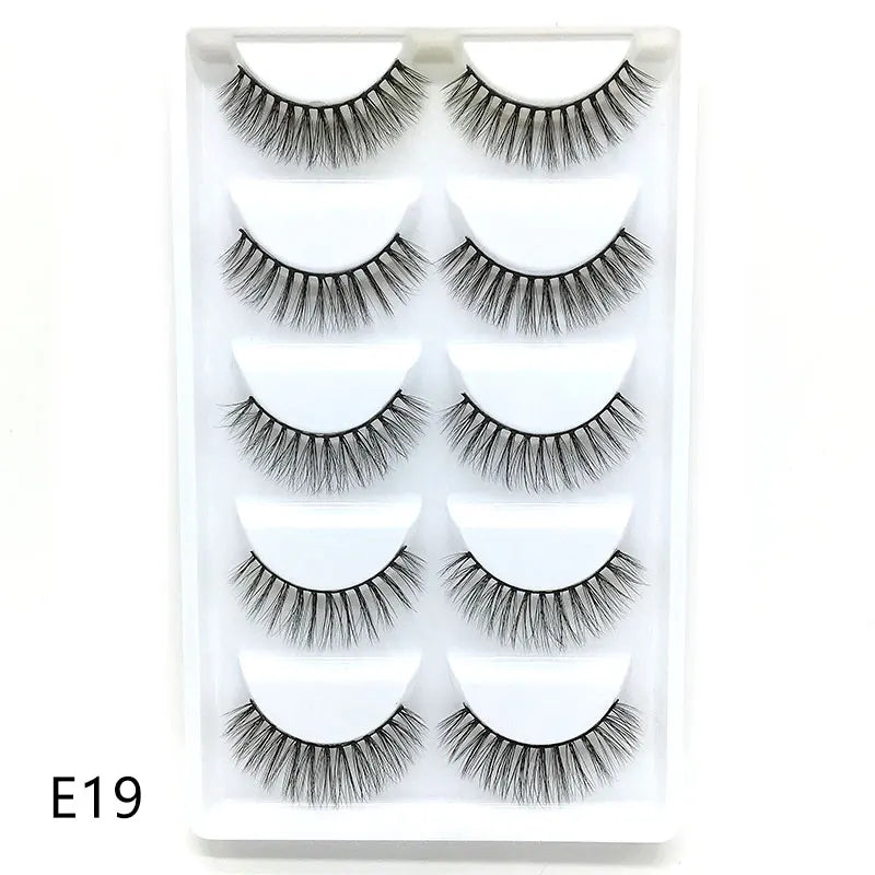New 5Pairs Handmade 3d Mink Lashes Short False Eyelashes Cross Messy Dense Natural Eye Lashes Stage Makeup False Eyelashes E08