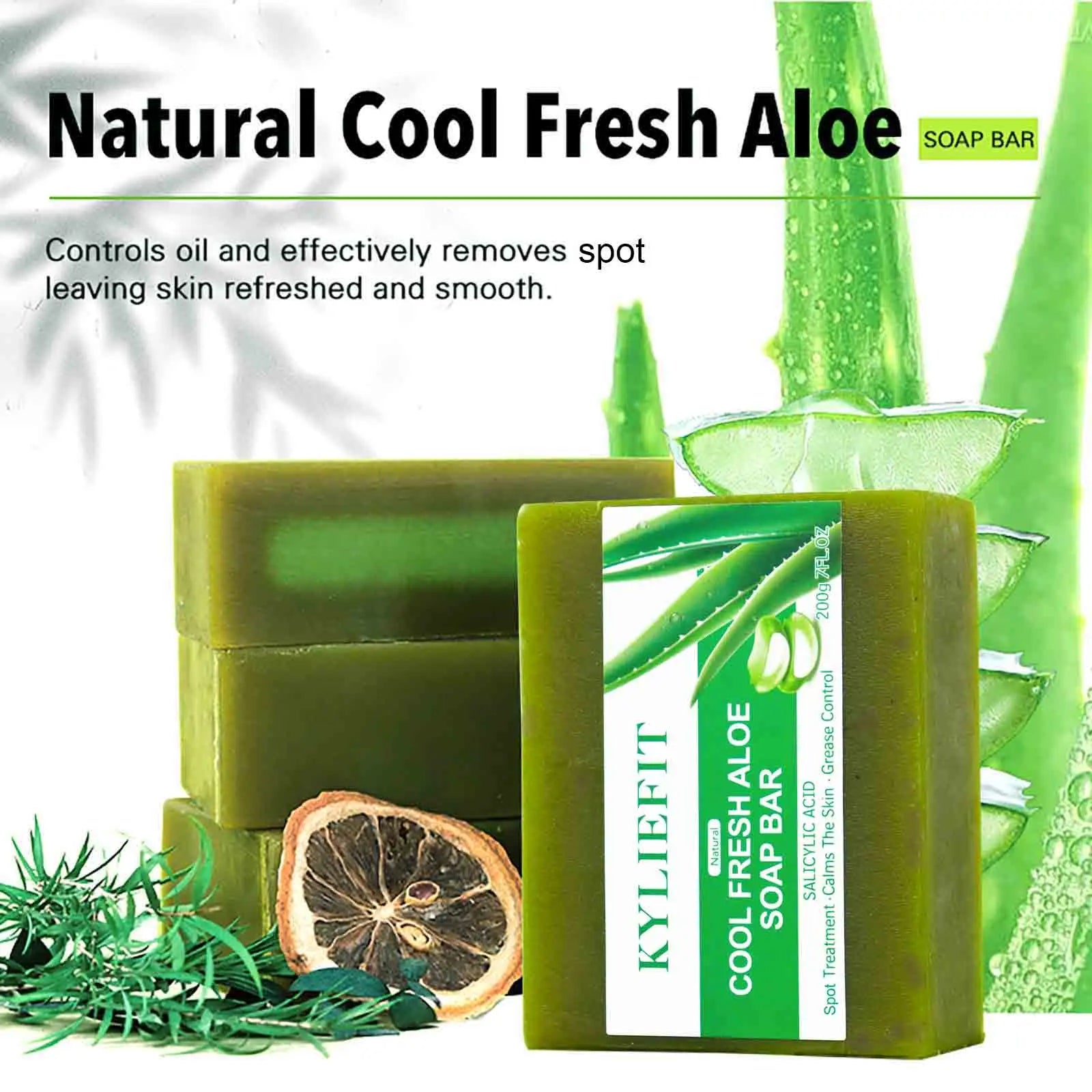 Aloe Brightening Soap Bar, Remove Dark Spots, Sun Spots, Acne, Oil Control, Clean Stains, Exfoliation, For Face and Body, 200g