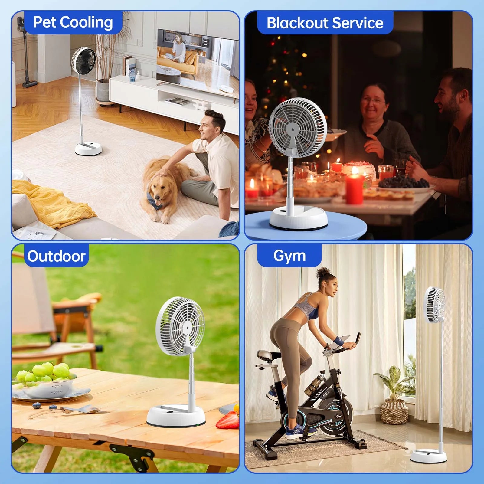 Outdoor folding telescopic fan remote control office automatic shaking desktop fan convenient and quiet USB charging fan 7200mAh