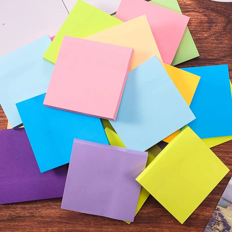 3x3inch Office and Study Notes Fluorescent Color Sticky Notes Student Sticky Notes Tear-off Message and Note-taking Notebook