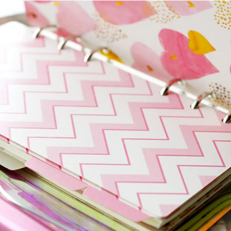 5pcs A5 A6 Loose-leaf Notebook Divider Sheets Pink Gold Divider Card Index Page Suitable for Diary Planner Notebook