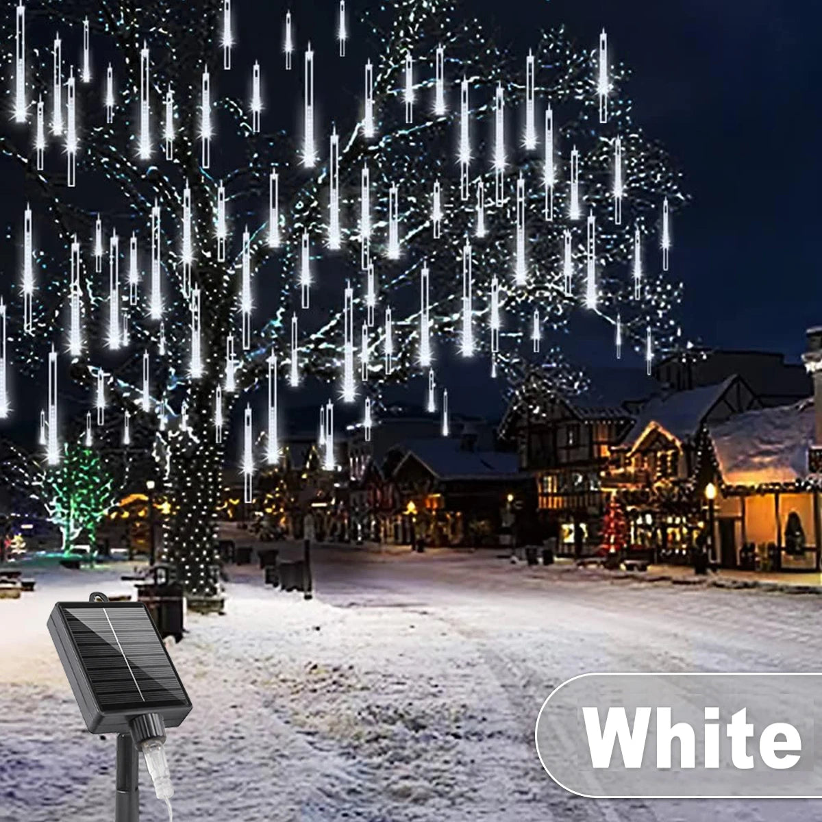 Christmas Lights Outdoor Solar Meteor Shower Lights 8 Tubes Xmas Tree Rain Drop Lights For Holiday Wedding Party Decorations