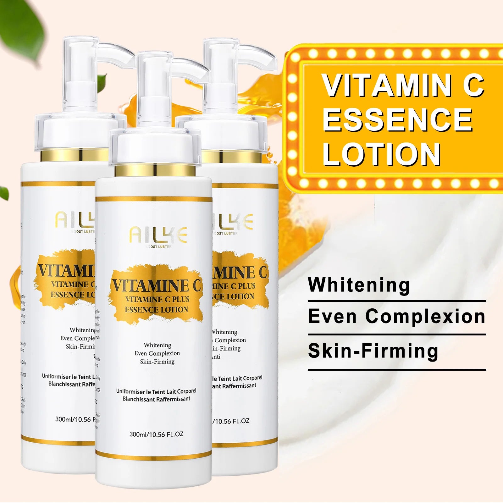 AILKE Lightening Body Cream, With Vitamin C, Hyaluronic Acid, Shea Butter, Reduce Black Spots, Even Skin Tone, Hydration Lotion