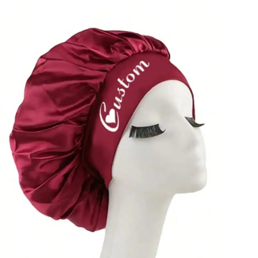 Custom Name Silk Bonnet For Sleeping, Personalized Satin Hair Bonnet For Curly Hair, Customizable Sleep Cap, Large Silk Bonnet For Hair Protection, Customized Gift For Bridesmaids And Bridal Party
