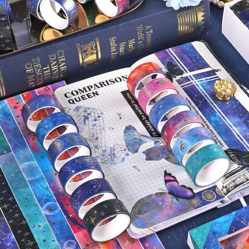 12 Rolls Per box Starry Sky Theme washi Tape Set Galaxy Constellation Pattern Decoration Stickers