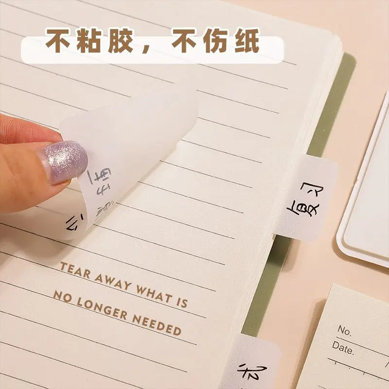 Index Sticker Small Card Waterproof Office Ins Wind Transparent Note White Index Mark Classification Index Sticker Card