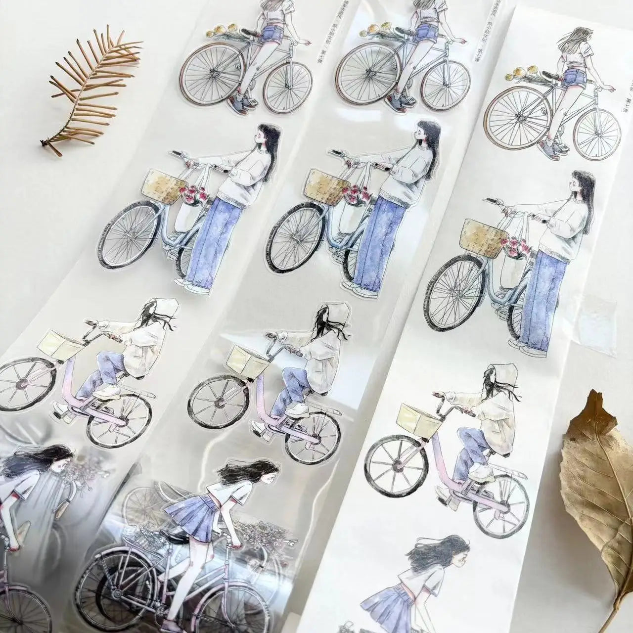 Kai Xiaoxun Go for A Bike Riding Cute Girl Journal Tape/washi/pet/matte /die Cutting