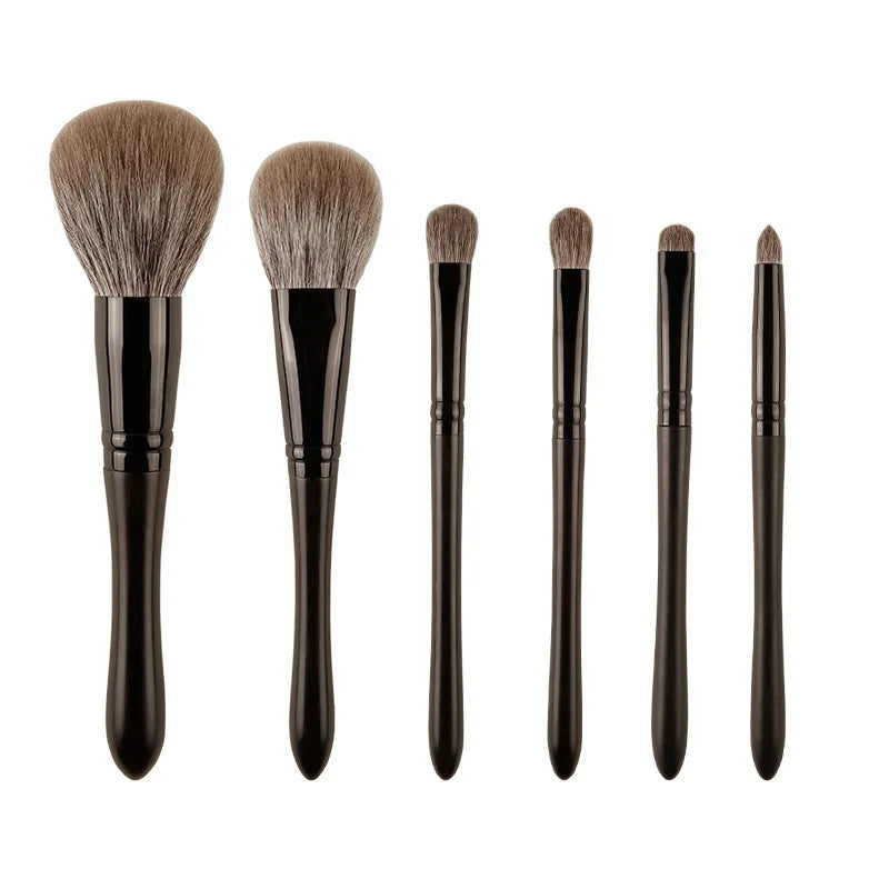 6pcs/set Fox hair Makeup brushes Set Powder Blusher Crease Eyeshadow Detail Liner Shadow Make up brushes Travle siz Ebony Handle