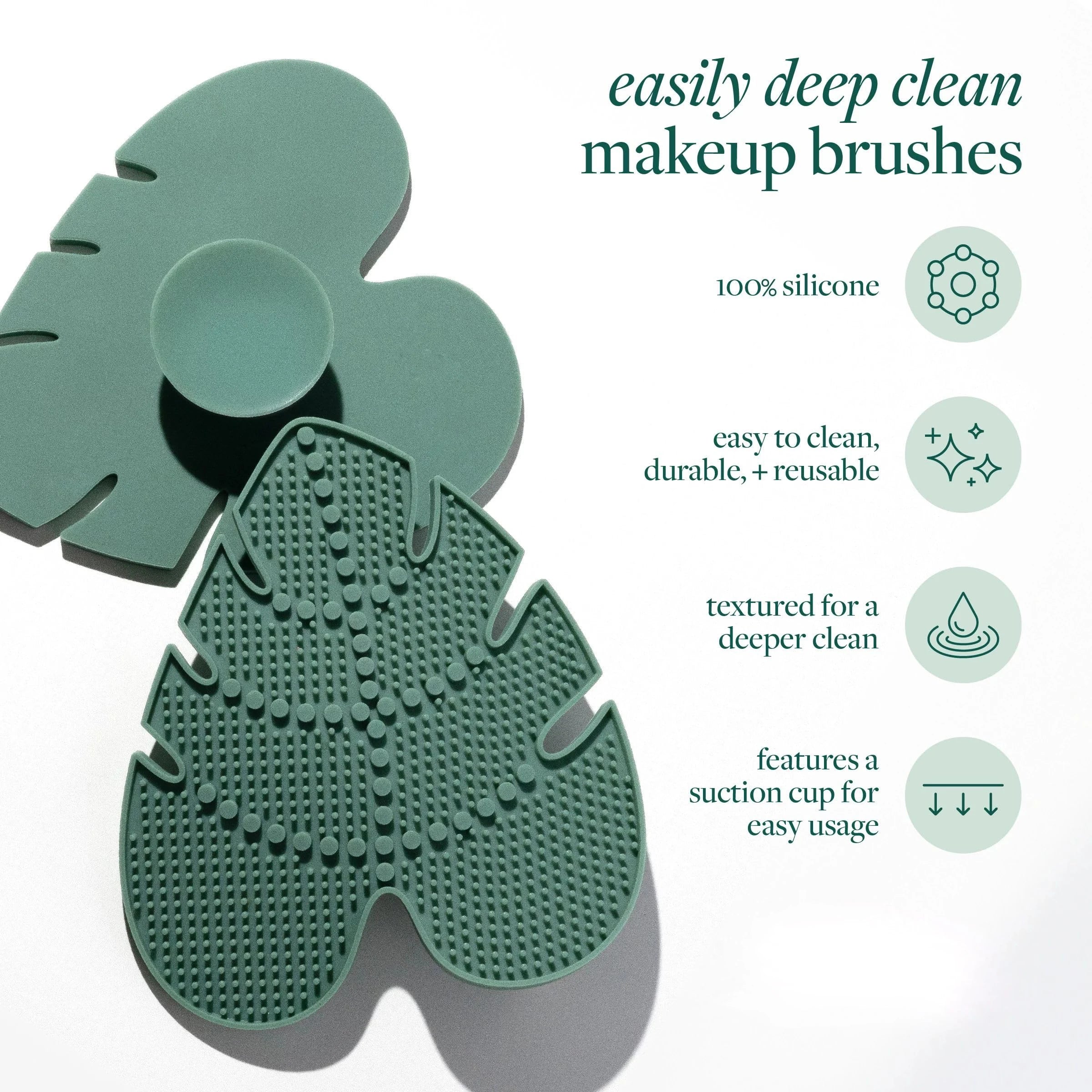 Silicone makeup brush cleaning pad with suction cup, a makeup brush cleaning tool suitable for brushes and powder puffs.