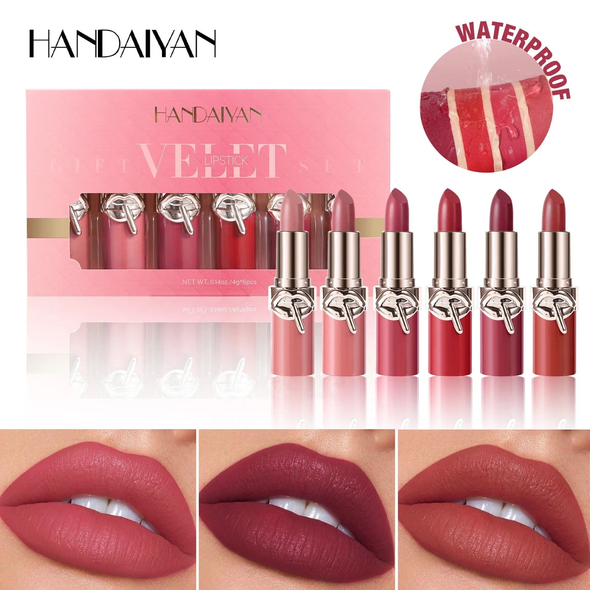 Velvet Lipstick Set Waterproof High Pigment Matte Moisturizing Non Fade Long Lasting Nude Red Lip Gloss Sexy Beauty Cosmetic