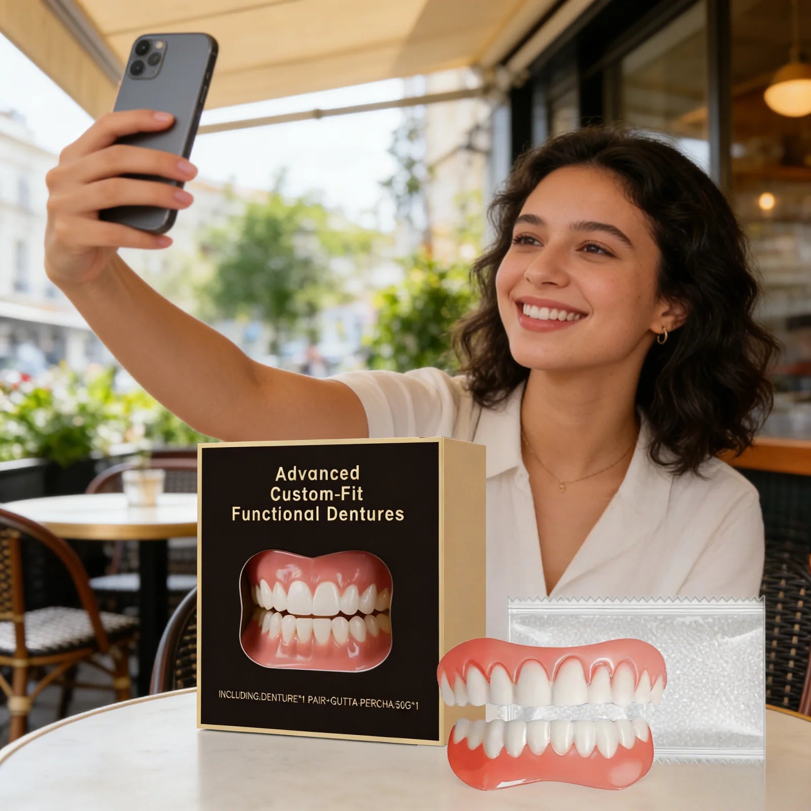 Natural Appearance Cosmetic Teeth Veneers Temporary Decorative Snap On Teeth Covers Portable Beauty Teeth Accessory for Wedding Party Makeup Photo Shooting