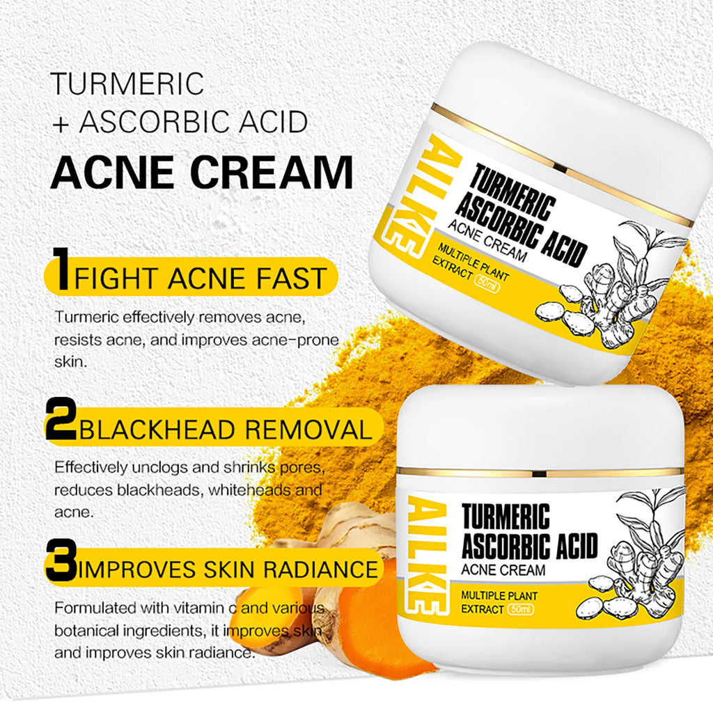 AILKE Organic Turmeric Skin Care Set, Brighten, Cleaning Skin, Remove Acne,Pimples, Whitening, Even Skin Tone, Improve Dry Skin