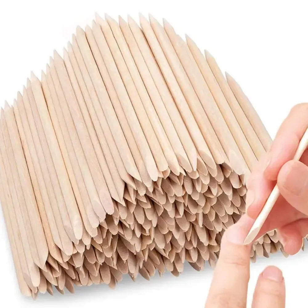 Optional 50Pcs 100Pcs Orange Wood Nail Sticks Double Sided Cuticle Pusher Rhinestone Dotting Tool Household Salon Manicure Pedicure Supply