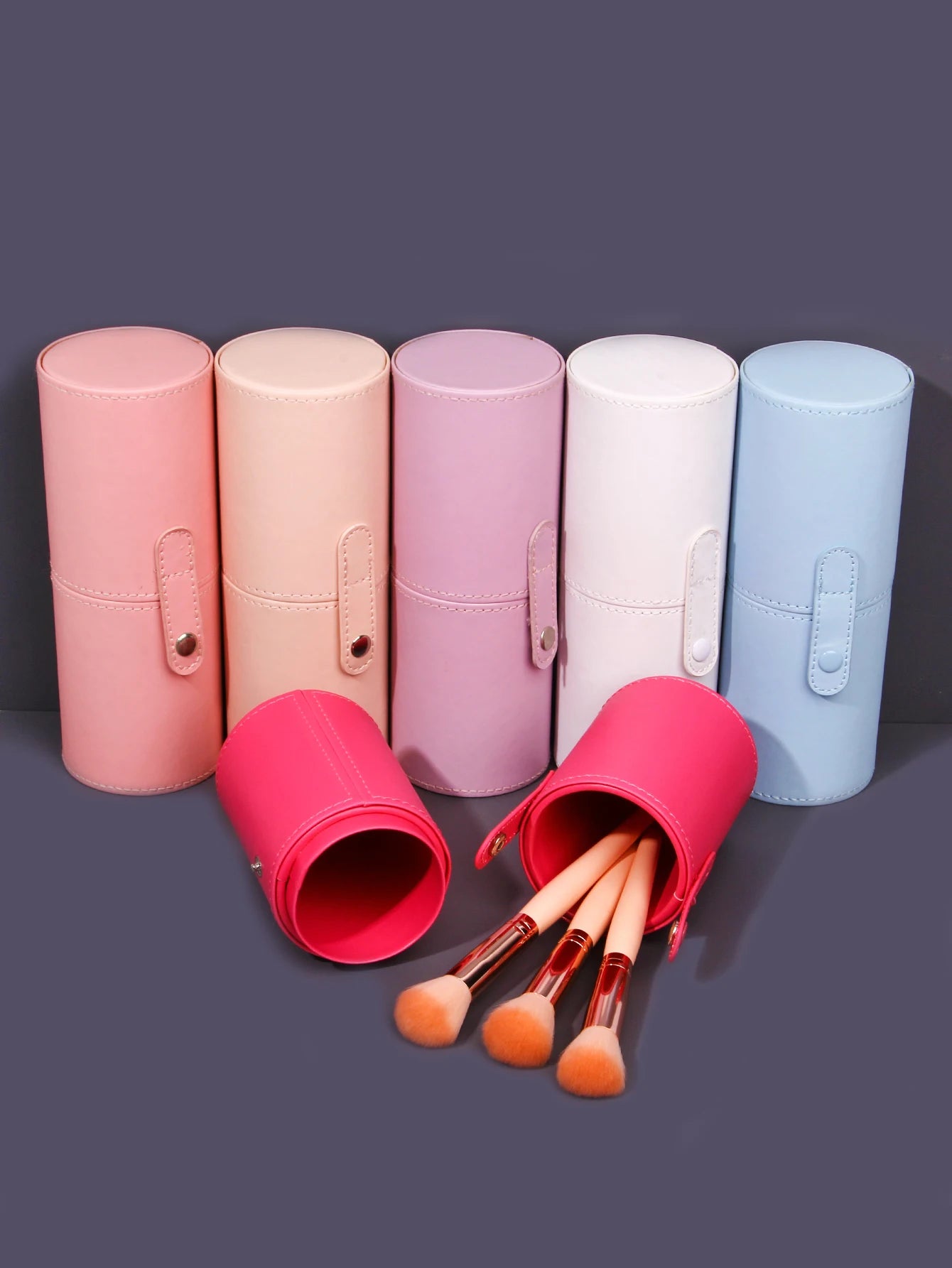Portable Multi-Color Makeup Brush Bucket Storage Container Dustproof Brush Bucket with Lid Desktop Storage Pen Holder