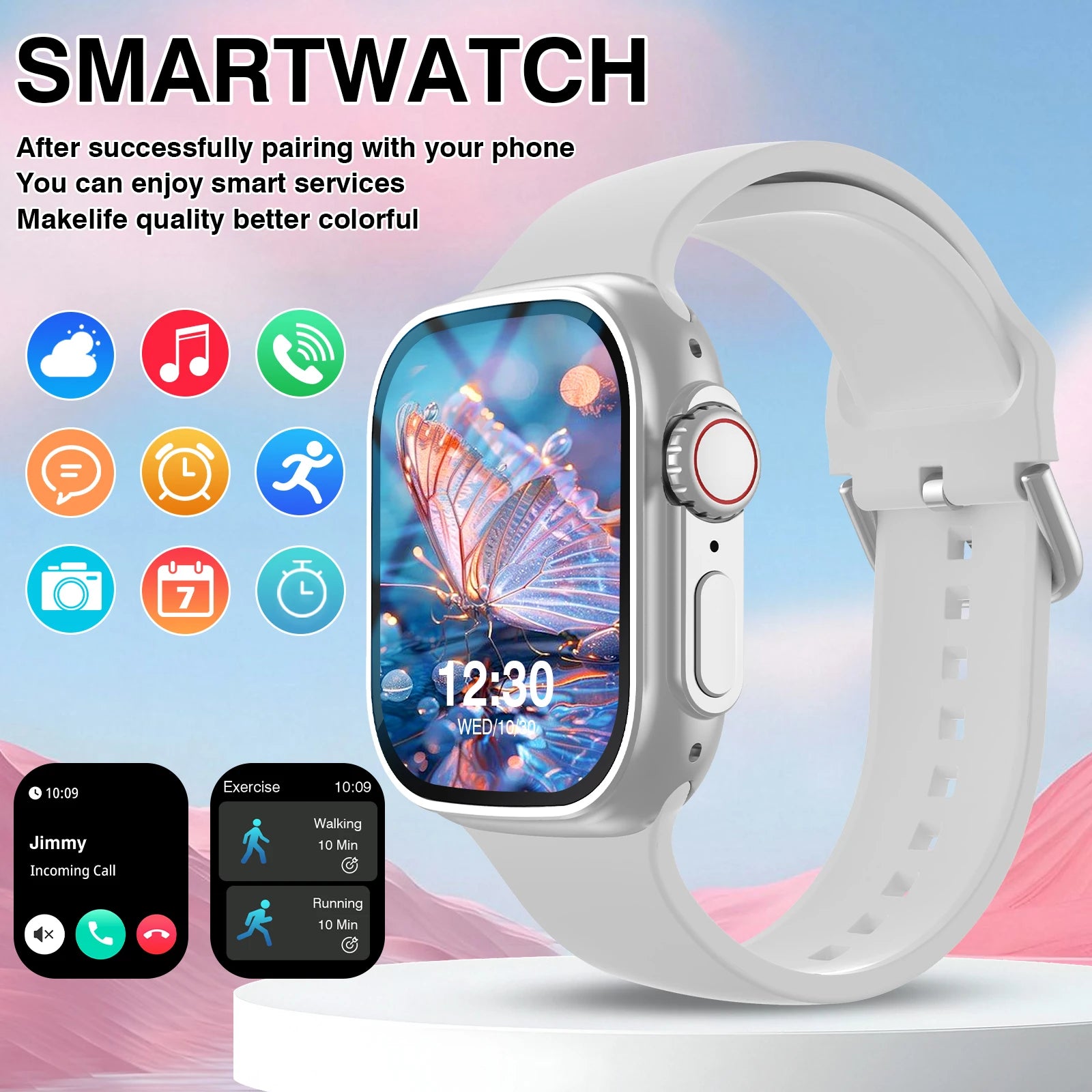2.01'' Sports Smart Watch Fitness Clock Health Monitor Waterproof Smartwatch Wireless Call Watches for Men Women IOS Xiaomi 2026