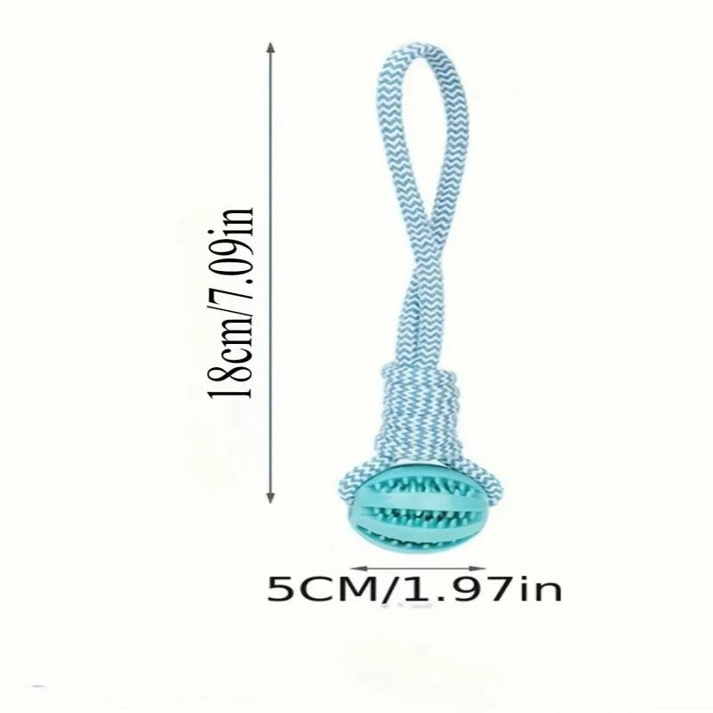 Interactive Dog Treat Ball 18x13cm, Chew Resistant Rope Toy with Food Dispensing for Mental Stimulation