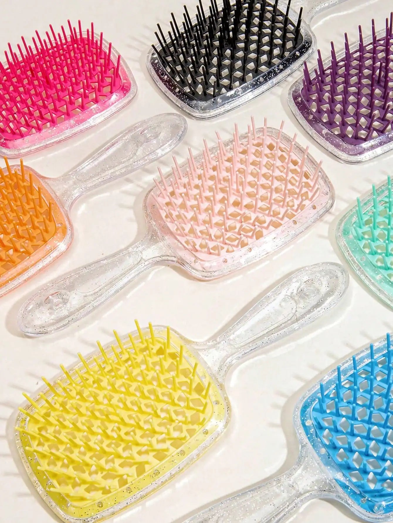 Glossy Hair Comb, Transparent Glossy Hollow Hair Styling Comb, Home Hair Styling Comb, Anti-Static Scalp Massage Comb, Suitable For Dry And Wet Styling, Suitable For Straight And Normal Hair - Ladies Gentle Hair Brush, Back T