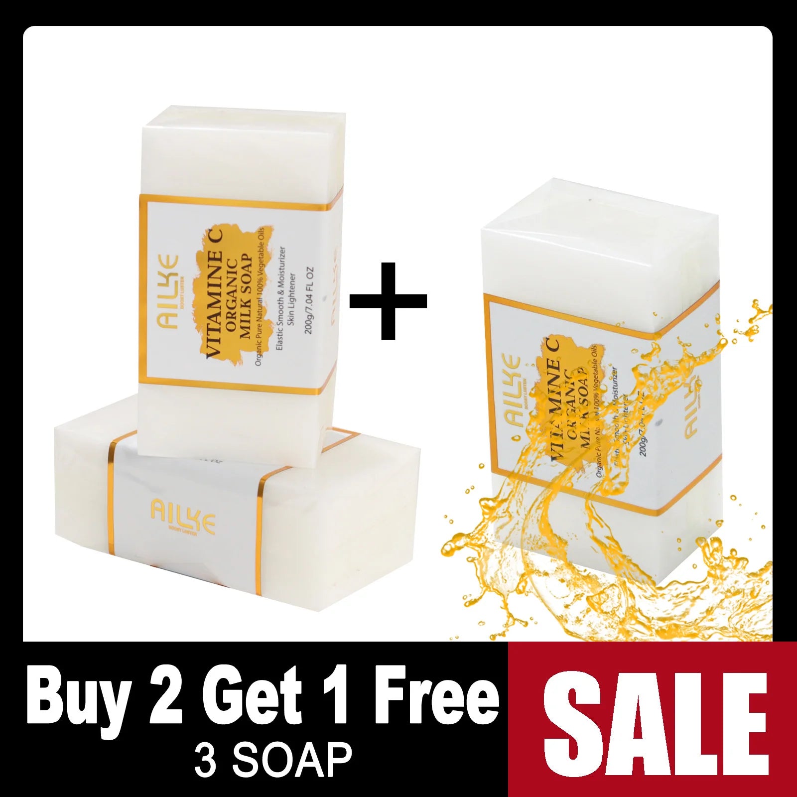 AILKE Vitamin C Set, Reduce Dark Spots, with Lightening Body Lotion, Even Tone Face Cream, Whitening Serum, Brightening Soap