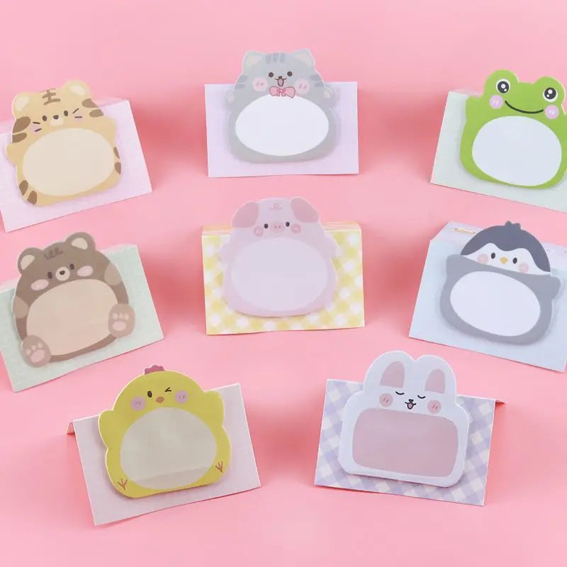 8 pcs/set,1-3-5 set Adhesive Kawaii Cartoon Animals Sticky Notes Notepad Memo Pad Stationery Sticker