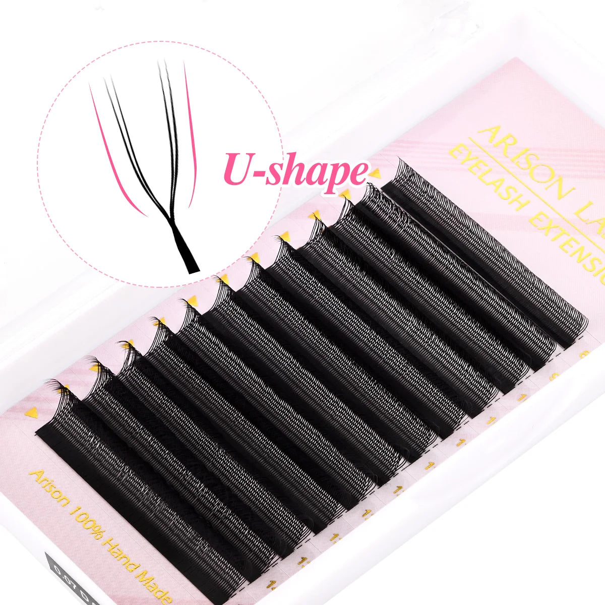 ARISON U-shape YY Lashes Double Tips Eyelash Extension 2D-Y Premade Volume Fans False Eyelashes Ultra Soft Featherlight Mink Las