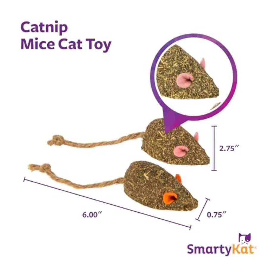 Instincts Mouser Mayhem HappyNip Cat Toy Compressed Catnip Silverine-Shaped Mice Mentally Stimulating Durable Less Mess 2-Pack