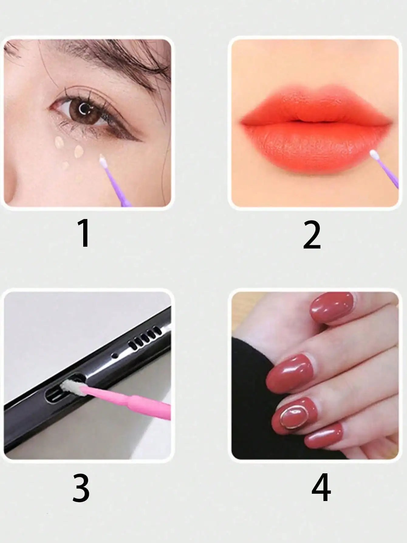 50/100pcs Nano Cleaning Swabs, Ultra Fine Makeup Remover Sticks For Eye Makeup, Contouring, Eyeliner, Lips And Skin Cleansing