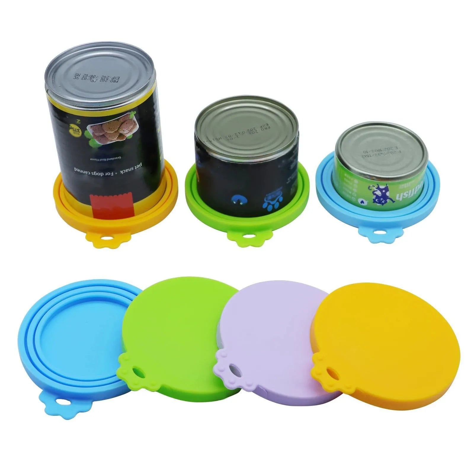 Food-grade silicone pet food lids, reusable, BPA-free, suitable for most cat and dog food tin sizes