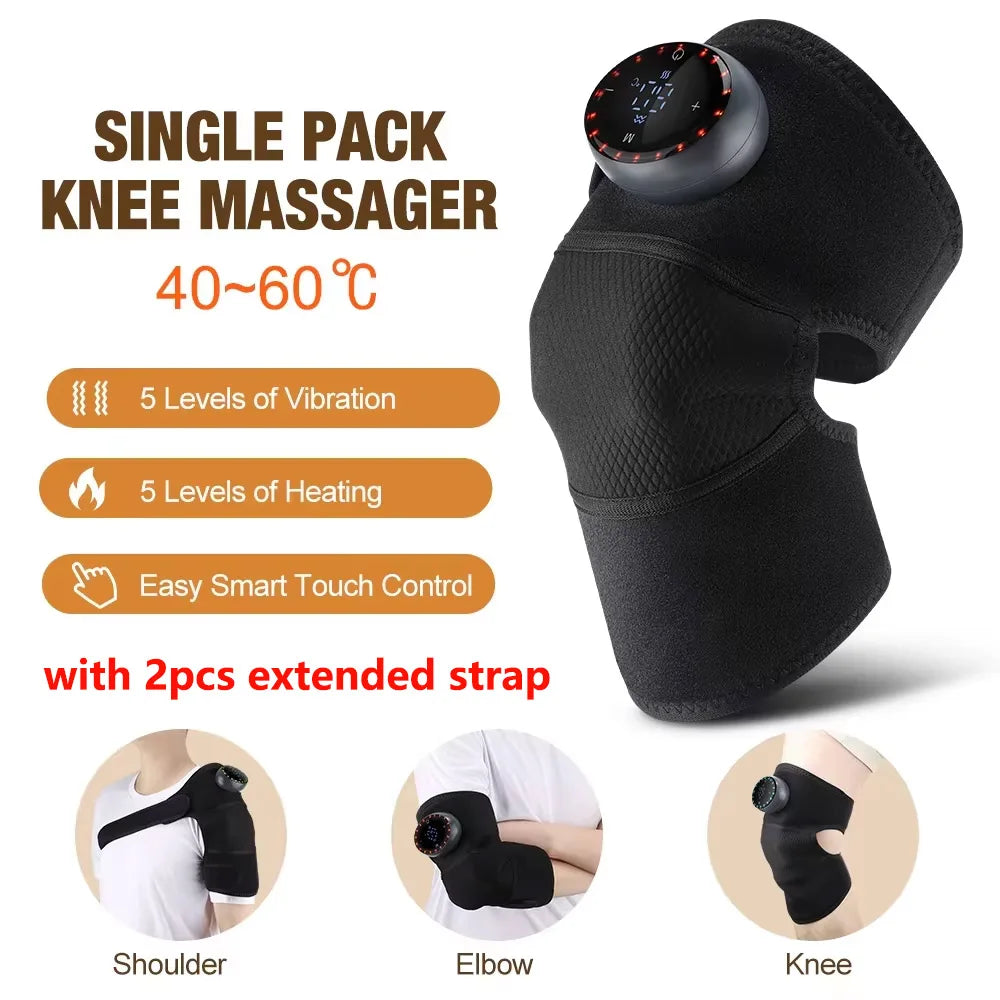 3-in-1 Electric Heating Knee Pad Massager for Shoulder Elbow 5-level Vibration Hot Compress Cordless Massage Muscle Joint Relax